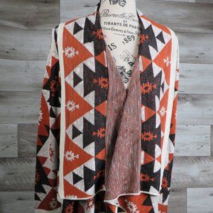 Love Chesley* Women's Long Sleeve Asymmetrical Hem Open Cardigan Sweater~ Medium